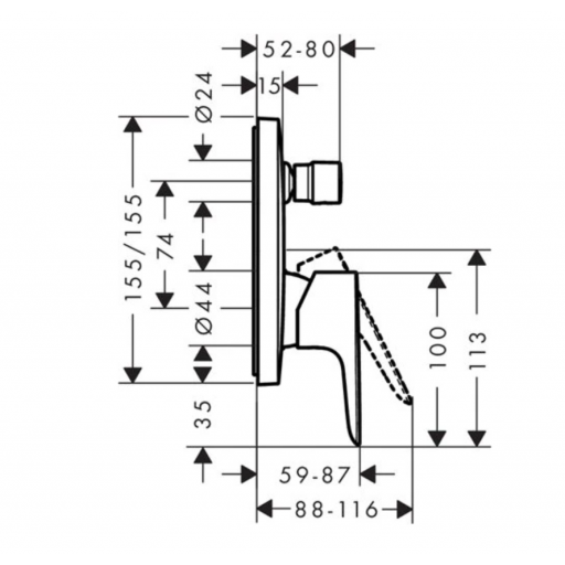 Смеситель для ванны HANSGROHE Talis E 71745000 встраиваемый хром